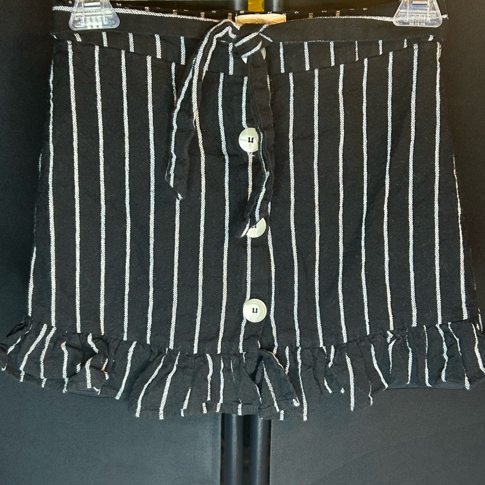 GB Girls Black and White Mini Skirt with Tie Front and Ruffles